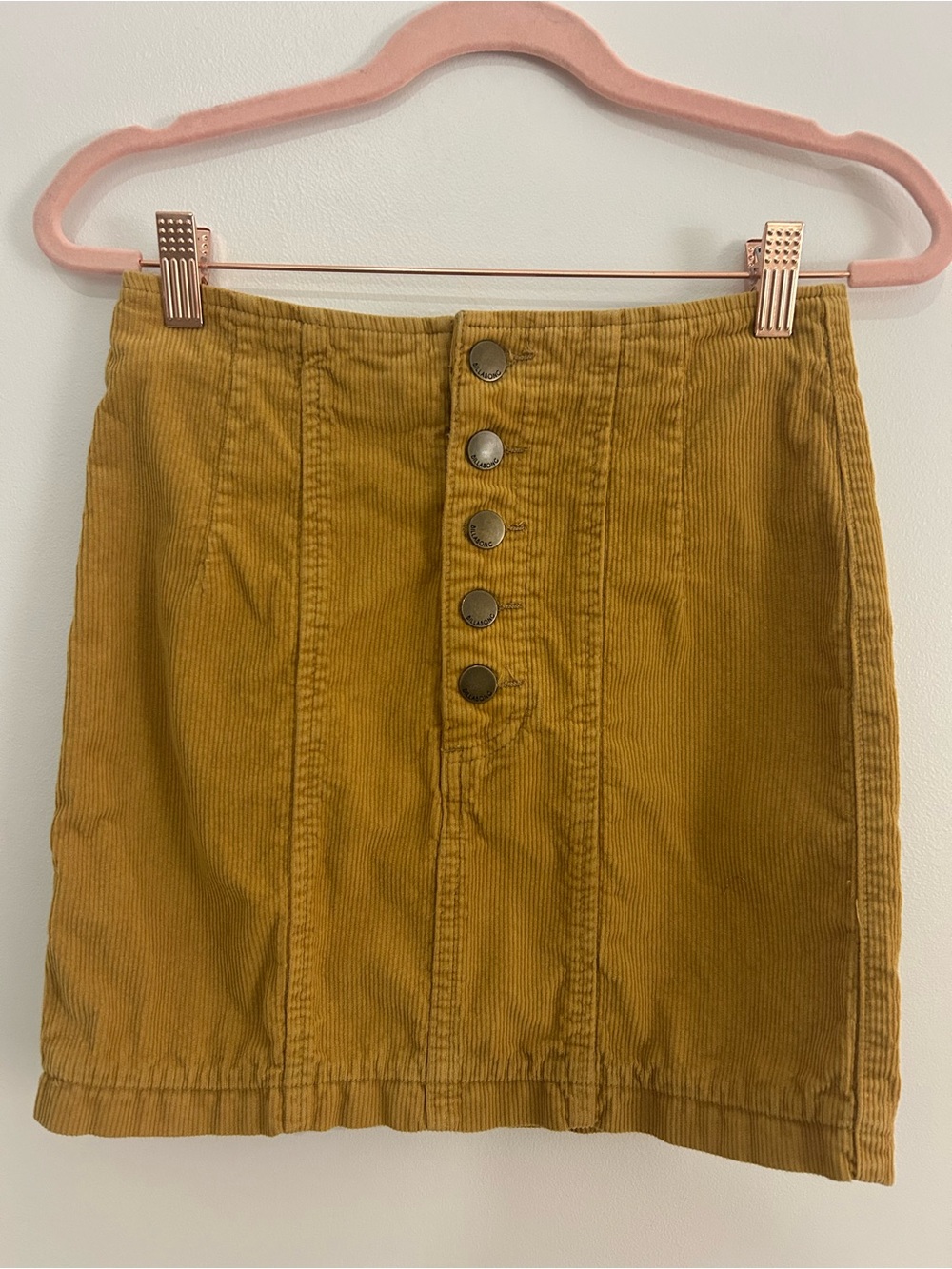 Billabong Size 25 Mustard Corduroy Mini Skirt 100% Cotton 70s Boho Y2K